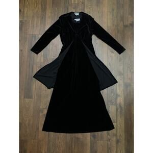 Vintage 1990s Vampy Black Shift Dress & Duster Cardigan Set Made In USA Medium